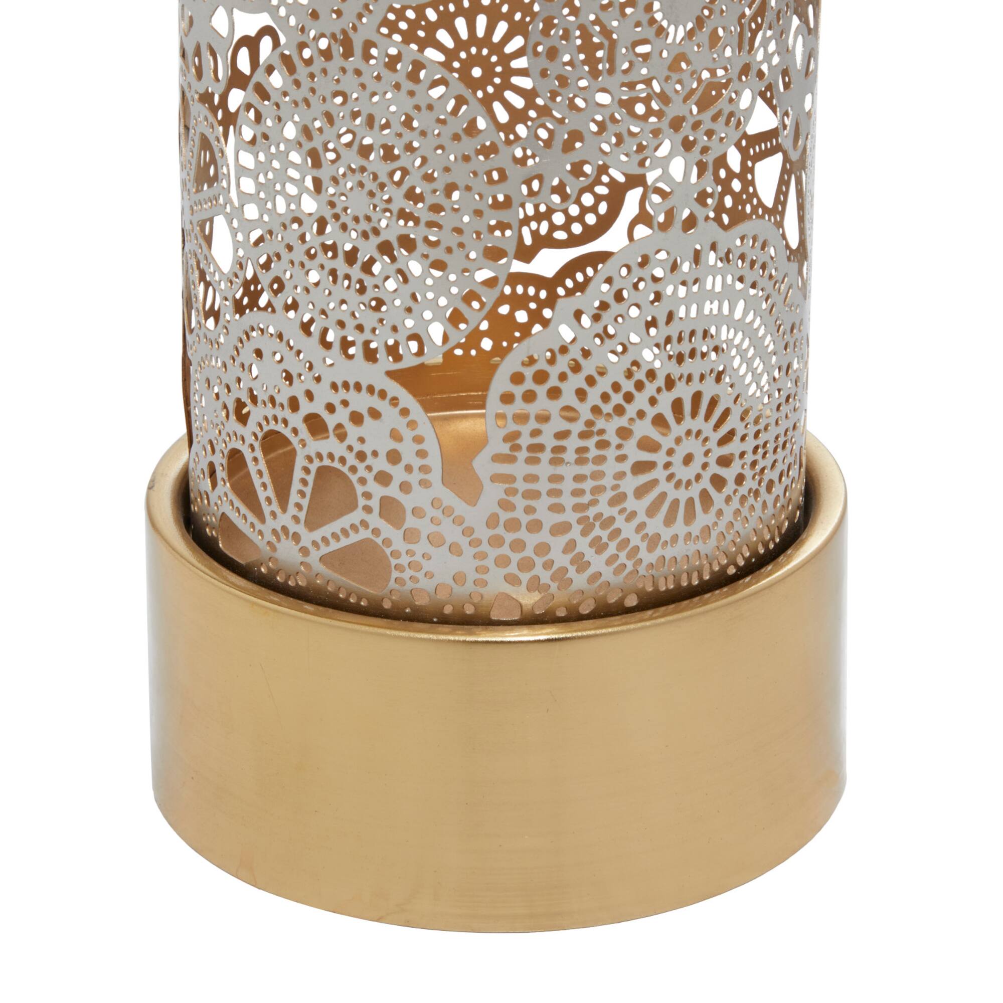 Set of 2" Gold Metal Eclectic Lantern, 8", 10"